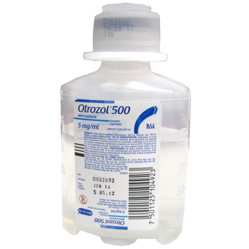 OTROZOL INY 500 MG ENV C/100 ML